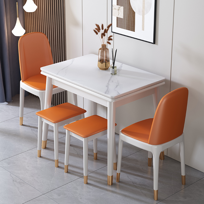 新品岩板餐桌椅组合家用小户型折叠伸缩实木吃饭桌子现代简约多功