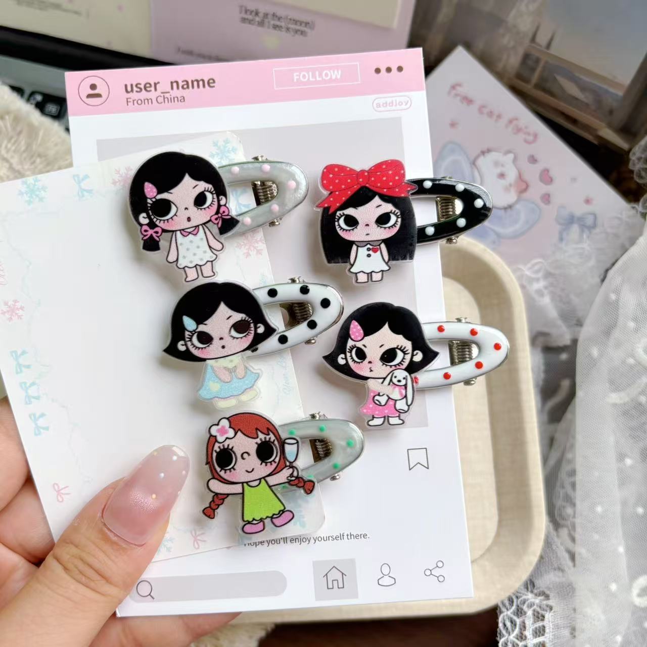 甜美卡通小玉大眼刘海夹