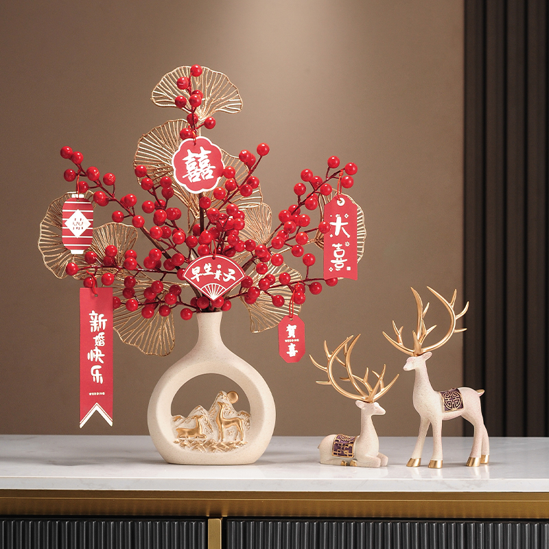 结婚礼福桶盆栽摆件女方婚房布置客厅场景装饰订婚宴备婚用品大全