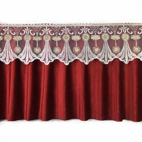 宽40厘米带绒布褶皱双层蕾丝花边沙发垫窗帘帘头加宽帘幔辅料裙边