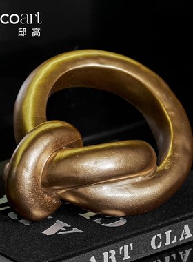 邸高家居入户玄关鞋柜酒柜抽象创意艺术绳编陶瓷炫彩缠绕装饰摆件