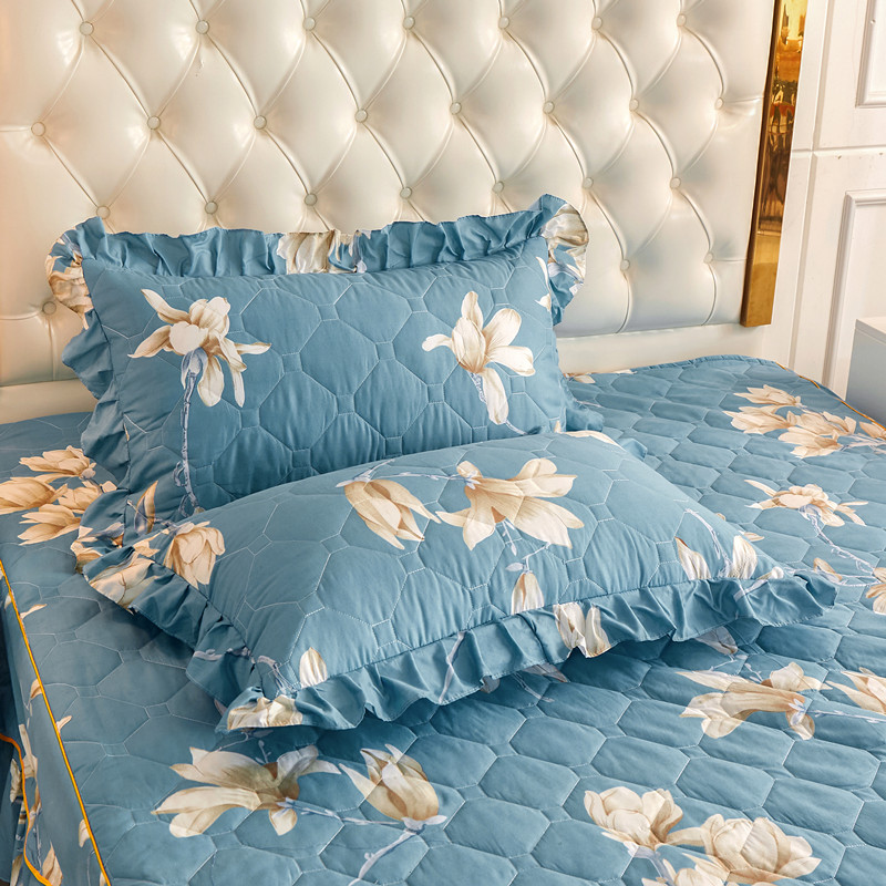 韩式夹棉花边枕套一对装带拉链式防漏加厚枕头套加棉家用单人枕皮