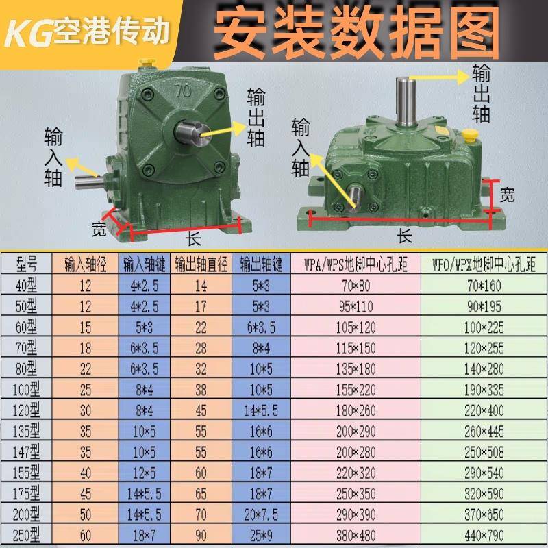 WPA蜗轮蜗杆减速器WPO蜗杆涡轮减速机齿轮箱小型卧式涡轮变速齿轮
