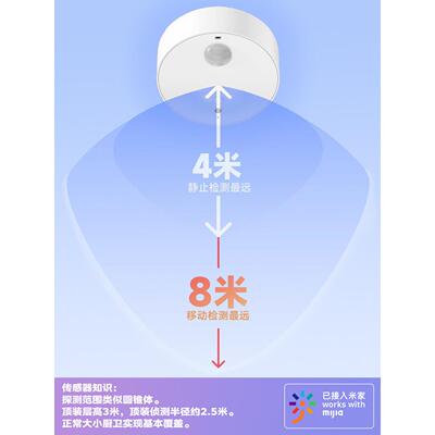 紫青存在感传感器Lite人体红外顶装可调角度适配器环万能支架连接