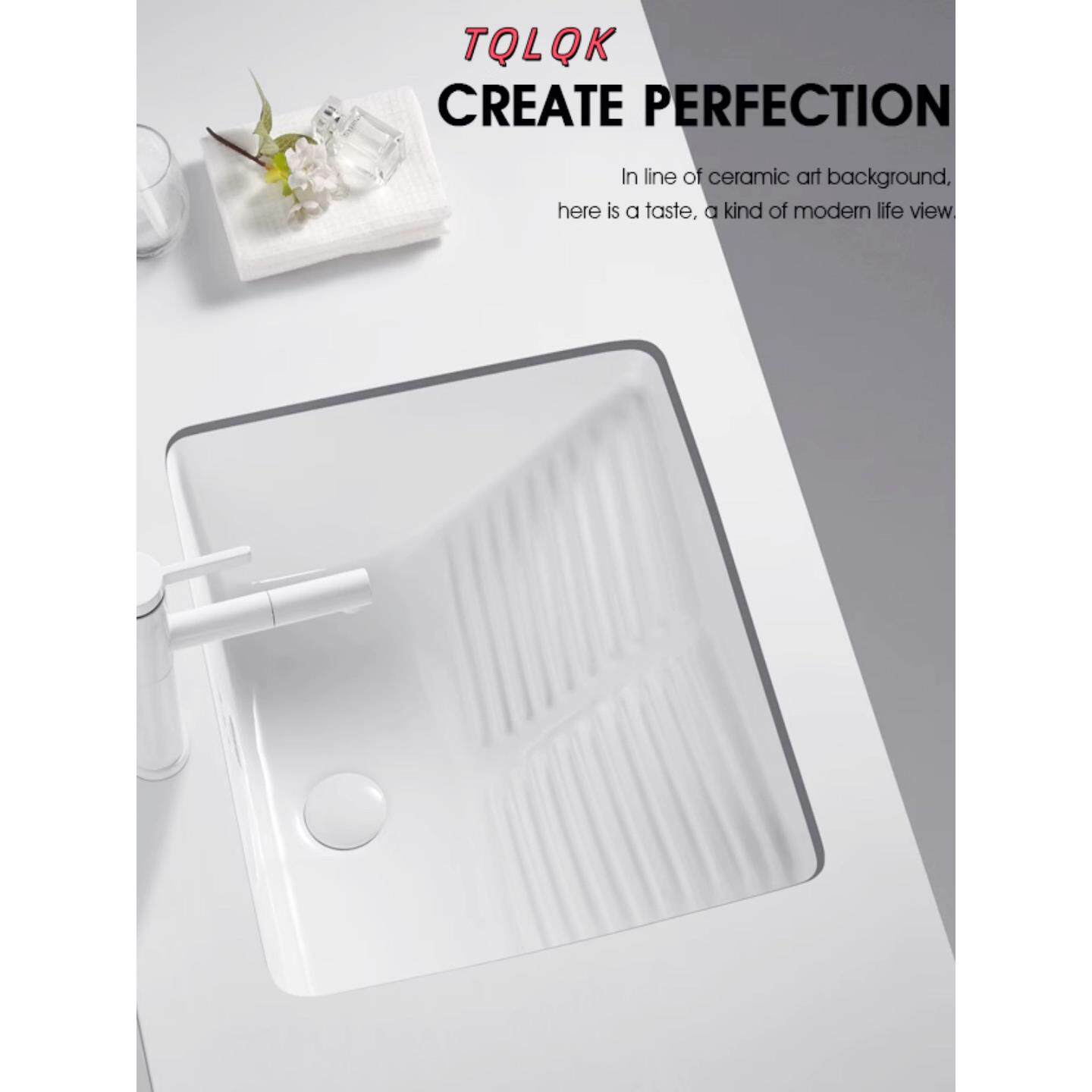 家用洗衣池洗手盆陶瓷台下盆带搓衣板台盆阳台洗衣盆卫生间大尺寸