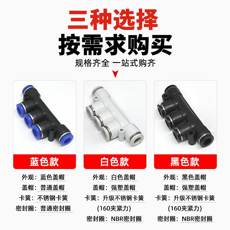 气动PK五通快接气管快速接头4/6/10/12/8mm空气软管快插气线接头
