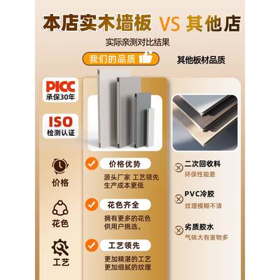 实木护墙板奶油风卧室背景墙胡桃木天然木皮实木格栅实木多层板