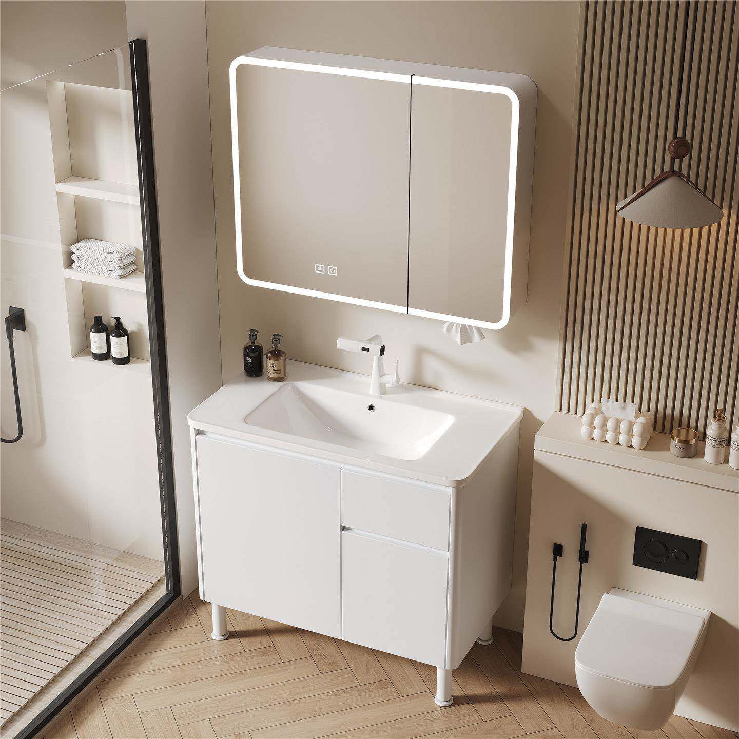 65cm蜂窝铝落地式浴室柜陶瓷一体盆75厘米85公分洗手洗脸盆柜组合