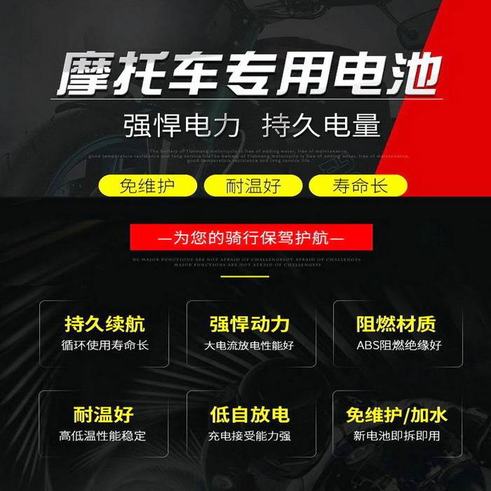 摩托车干电瓶12V9AH免维护125助力车7A踏板车110弯梁车通用蓄电池