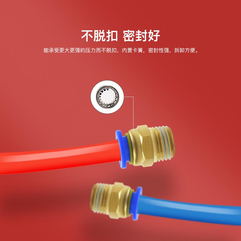 气动螺纹直通快插气管接头PC4/6/8/10/12-01/02/03/04/M5快速接头