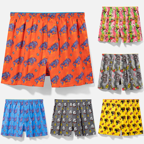 宅趣平角内裤宽松睡裤纯棉卡通印花居家裤四角短裤大码潮男阿罗裤
