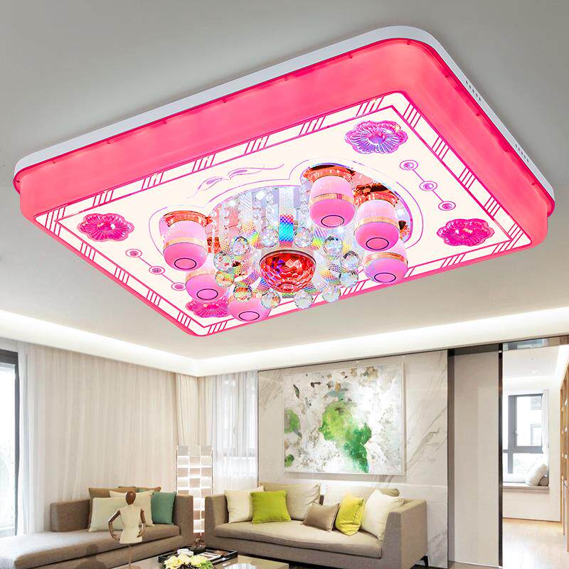 客厅水晶吸顶灯长方形LED现代简约浪漫大气灯具魔球七彩家用灯具