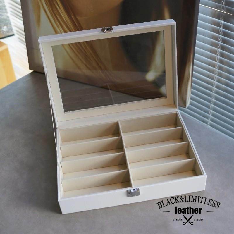 8格大容量眼镜收纳盒 PU皮质带天窗眼镜展示盒太阳镜墨镜收藏盒子