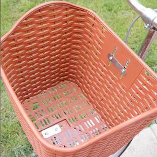 自行车装前面加大号塑料彷藤车筐车篓子车篮菜篮子箩筐带伸缩盖子