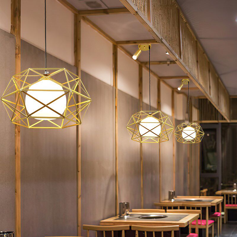 创意餐厅火锅店吊灯个性店铺商用带射灯餐饮饭店奶茶美发单头吊灯