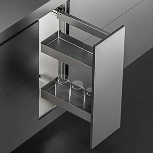 高戈尔德希勒2.0侧拉篮两层窄调味篮厨房地板柜柜推拉存储抽屉型