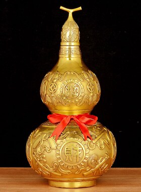 纯铜招财葫芦摆件开盖吉祥八宝葫芦家居工艺礼品办公室摆件