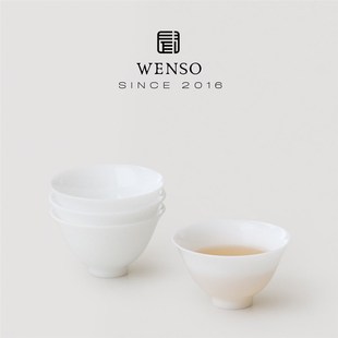 冰玉白瓷品茗杯 闻说 羊脂玉品茗杯家用简约功夫茶具陶瓷小茶杯