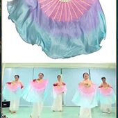 浅蓝双面浅紫子古典舞中国风粉跳浅真丝机扇原版 折扇大九张舞蹈扇