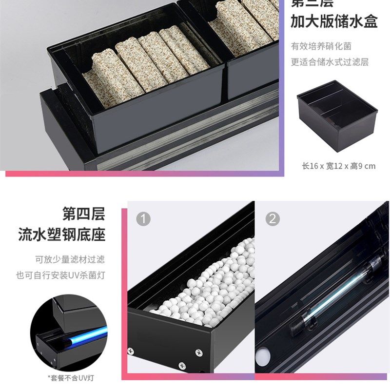 ATMAN创星滴流盒过滤槽过滤盒小鱼缸乌龟过滤器上滤盒底滤培菌仓