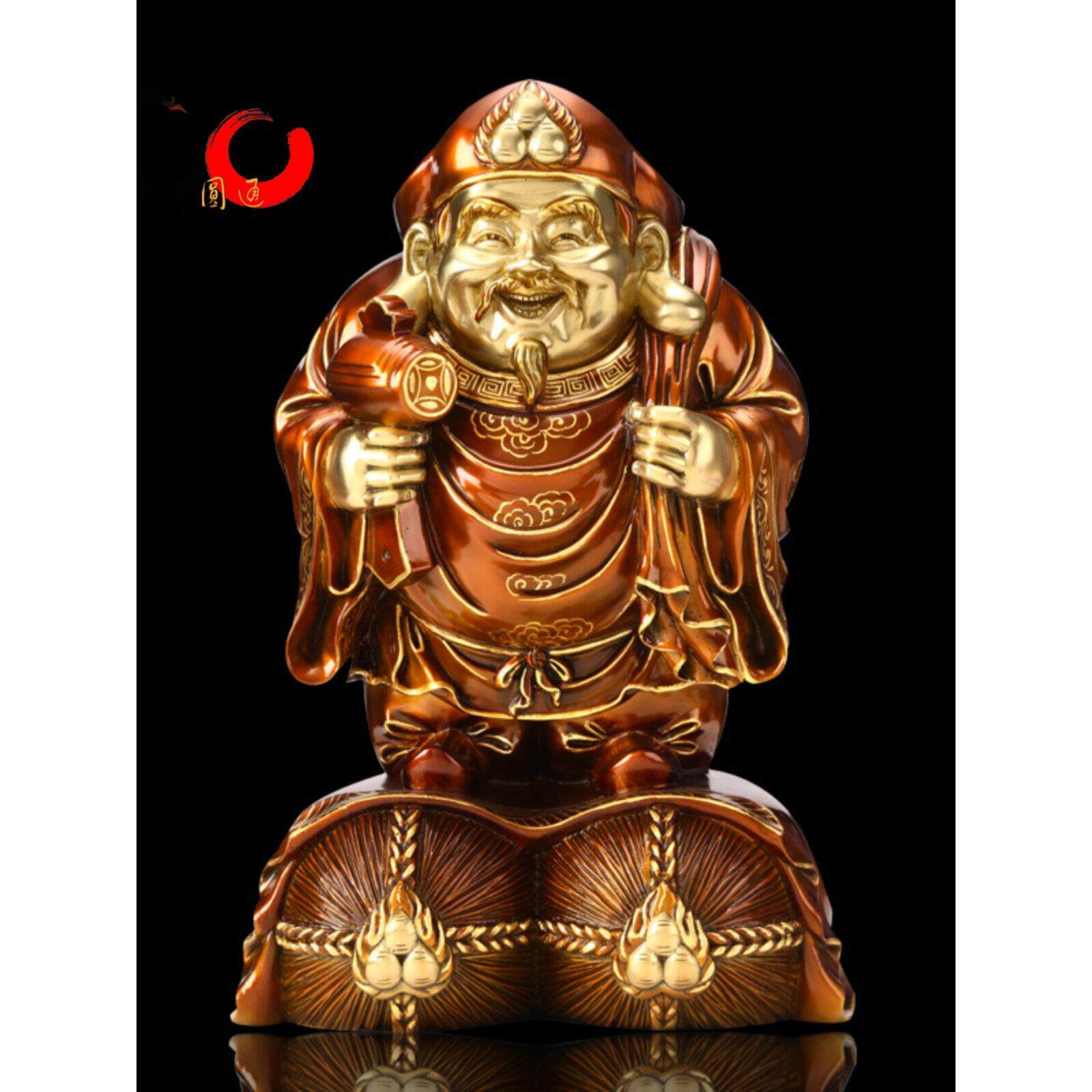 大黑天财神像 铜像 密宗招手三面财神大黑天家居风水吉祥招财摆件