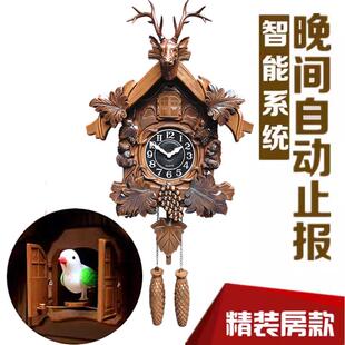 自动开 门报时布谷鸟挂钟咕咕钟北欧覆古风格时钟客厅钟表挂饰挂