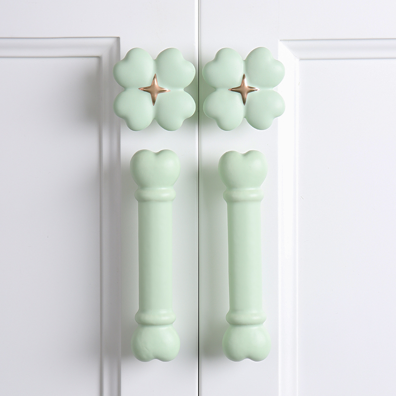 绿色儿童房专用拉手定制家具衣柜门橱柜子床头柜抽屉卡通陶瓷把手