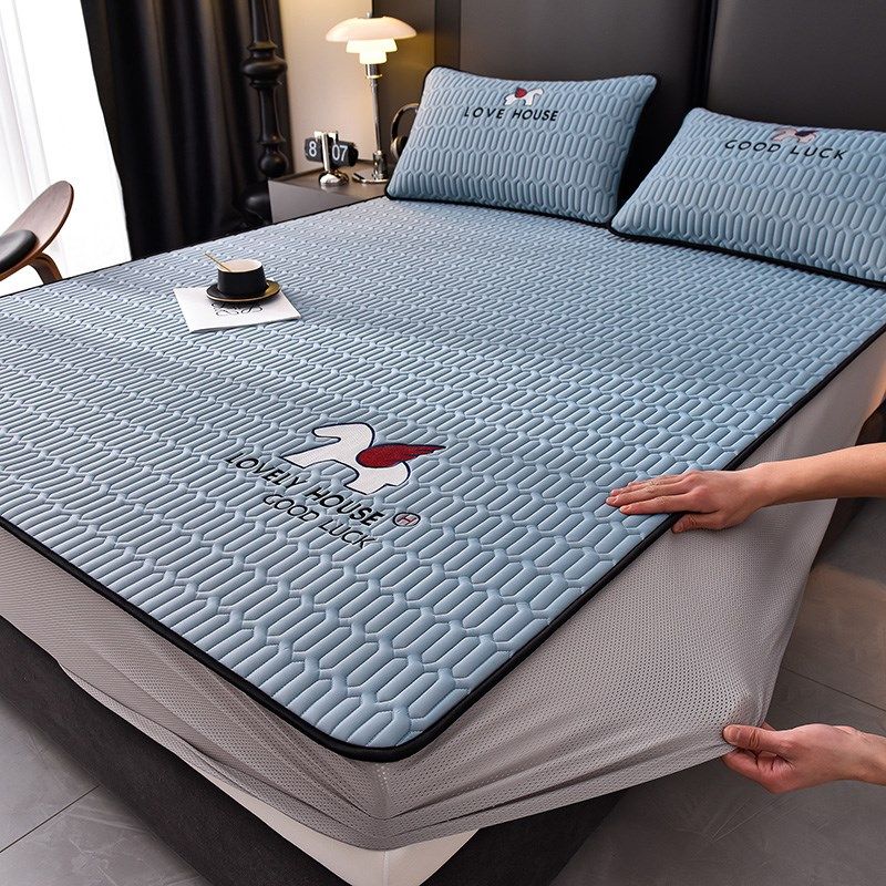 儿童卡通乳胶凉席床笠款三件套冰丝席可水洗单人男孩小飞马夏季