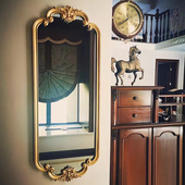 欧式 落地镜衣帽间试衣镜子 穿衣镜复古雕花全身镜置地卧室挂墙法式