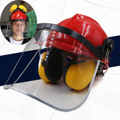 打磨面罩配安全帽式 防护面罩配防噪音耳罩套件安全帽耐高温降噪