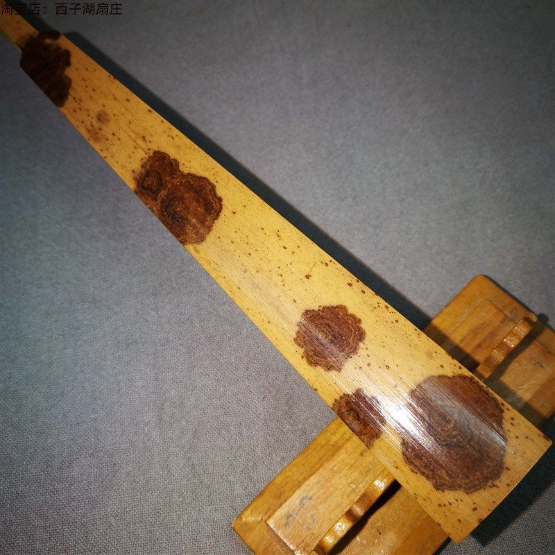 紫花湘妃竹折扇 古方铲子文玩收藏礼品苏工扇面 8.5寸11方排口2.5