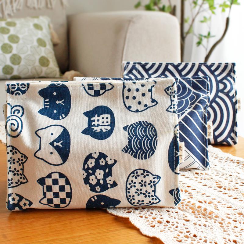 和风棉麻布艺抽纸袋日式饭店纸巾盒网红客厅餐桌纸巾袋方形收纳袋