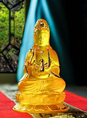 精品工艺水琉璃观音菩萨佛像家用供奉居家佛堂观世音菩萨摆件结缘