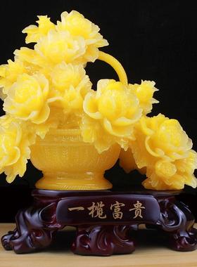 一揽富贵平安牡丹花摆件新房装饰品家居摆设乔迁新居礼品结婚礼物