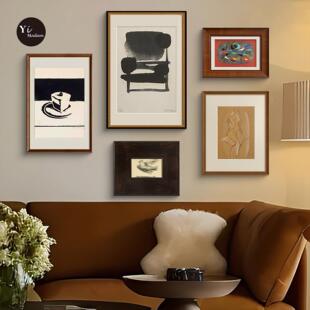 法式覆古高端老钱风格客厅装饰画斯堪的纳维亚古色古香风格入口餐