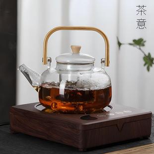 玻璃煮茶壶蒸煮一体耐高温烧水壶大容量蒸汽自动电陶炉加热煮茶器