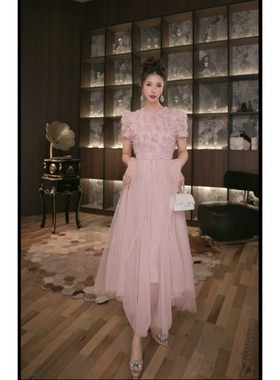 六爻定制 法式气质名媛显瘦优雅时尚连衣裙 11554