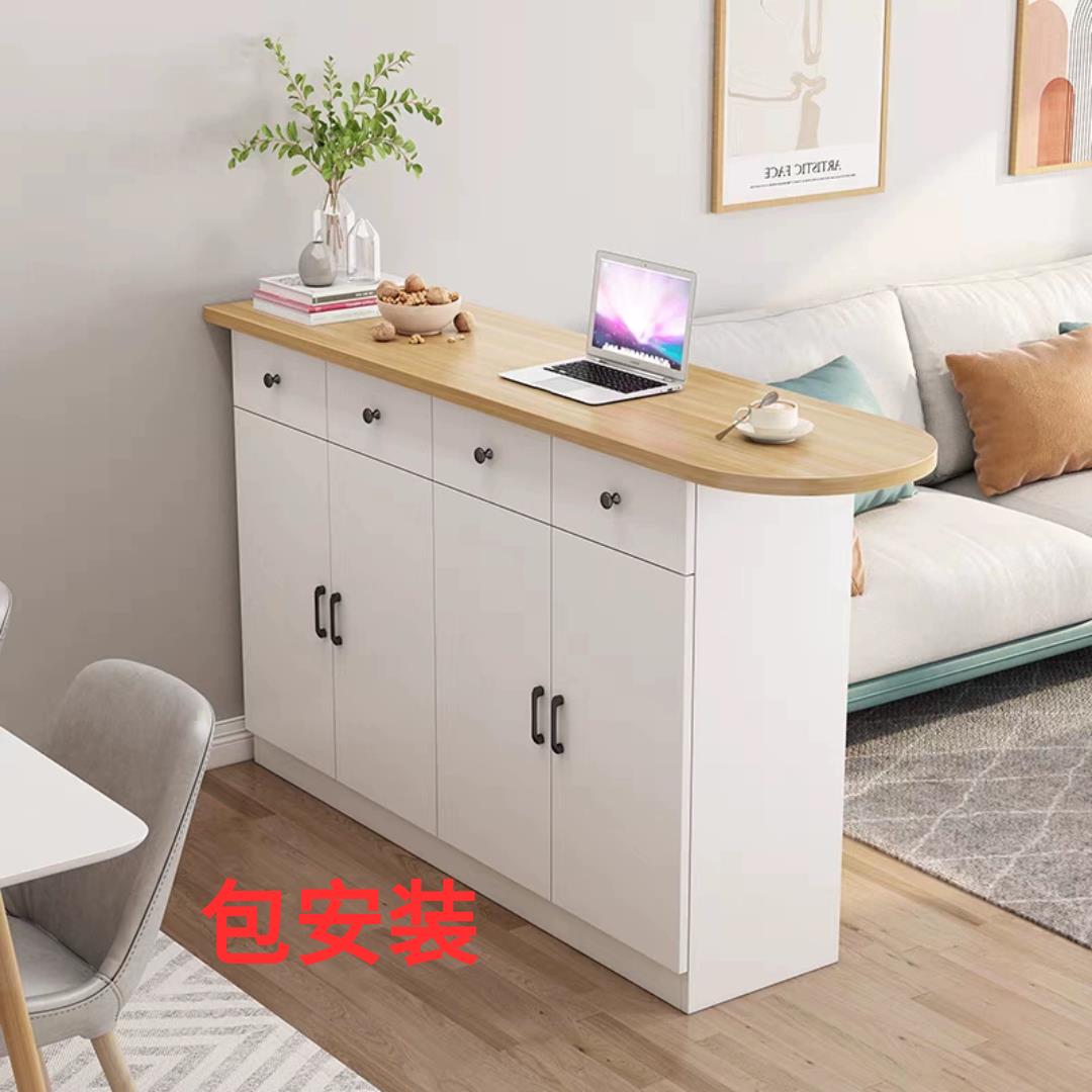 小户型吧台桌家用客饭厅靠墙玄关隔断柜厨房多功能餐桌抽屉餐柜