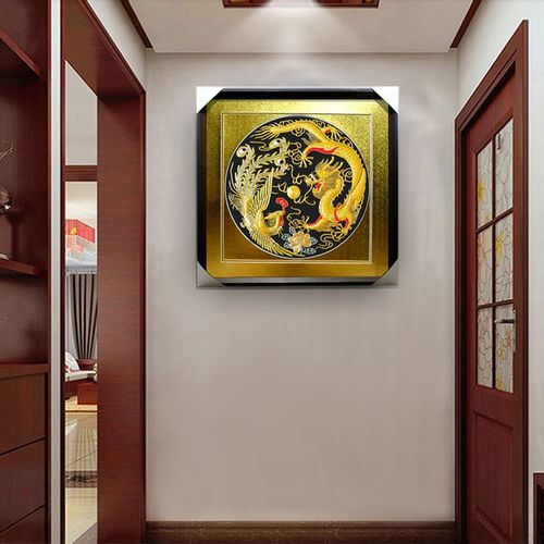 苏绣盘金绣龙凤呈祥双龙戏珠手工刺绣卧室婚房装饰画婚庆祝寿礼品