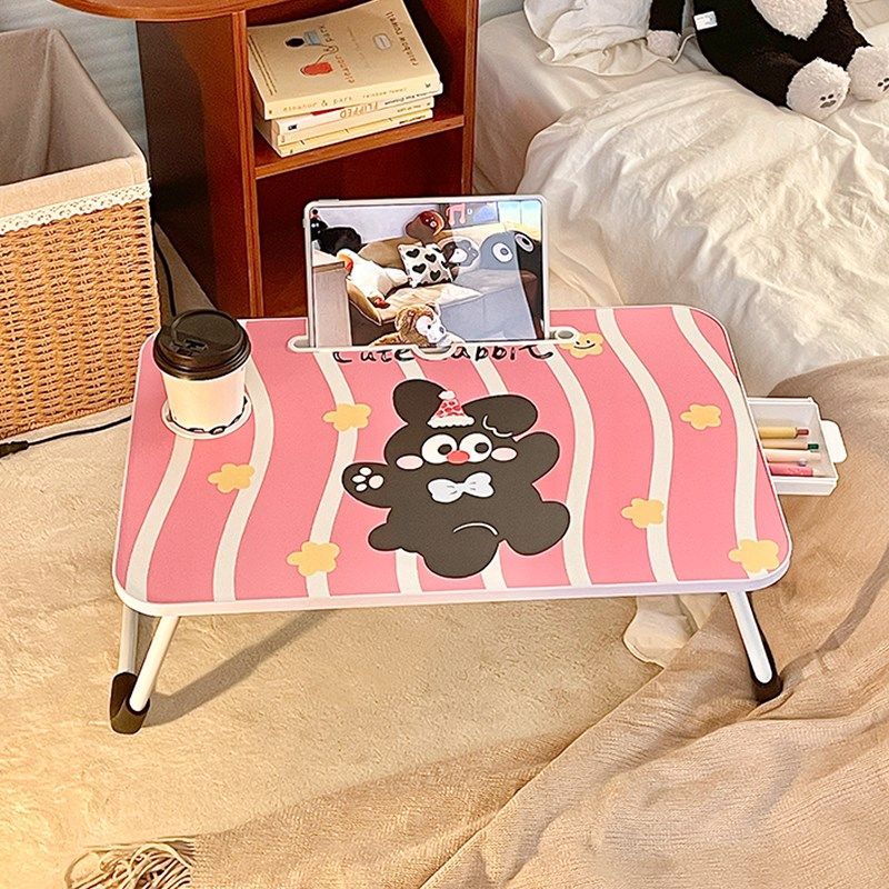 可折叠床上小桌子学生宿舍懒人卡通学习书桌卧室飘窗笔记本电脑桌