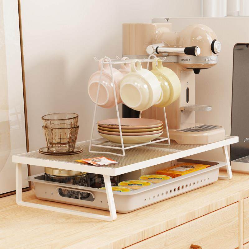 咖啡机置物架办公家用茶水吧台茶包咖啡胶囊分层收纳杯架桌面储物