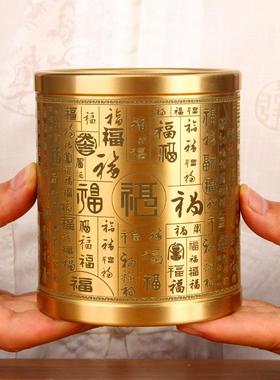 大号铜实心笔筒摆件配木底座办公桌摆件铜笔筒摆件