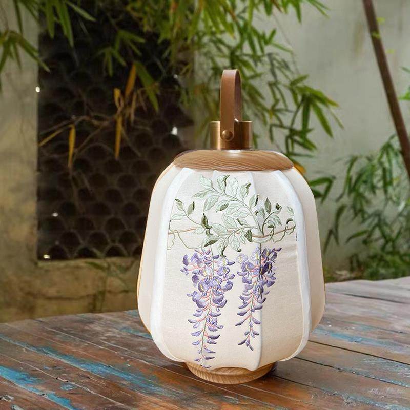 紫藤复古新中式禅意实木手提灯刺绣氛围感台灯无线充电卧室床头灯,家装灯饰光源,装饰台灯,淘宝优惠券,粉丝福利购,淘宝优惠卷