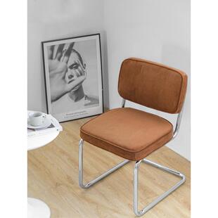 覆古灯芯绒软包休闲椅北欧简约靠背椅设计师书桌椅子创意中古餐椅