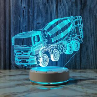 饰台灯 创意搅拌车3d小夜灯七彩卧室氛围灯插电触控床头灯儿童房装