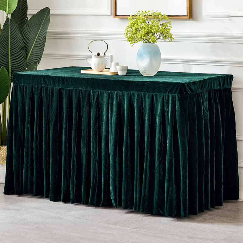 定制会议桌布桌裙长方形办公签到桌套活动金丝绒绒布台布展会桌罩