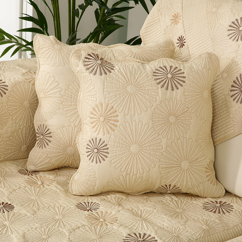 纯棉双面两用水洗沙发垫春夏棉布田园刺绣清新时尚沙发垫套巾四季