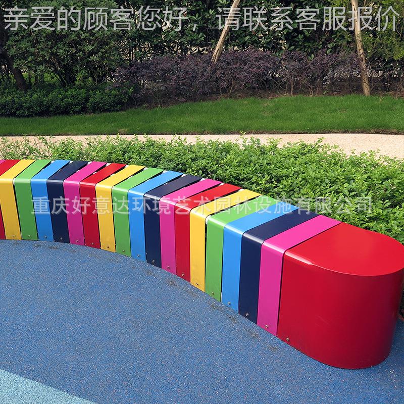 加定制户外长HL085条椅商场休息坐工凳园全等钢连排公座椅创意候