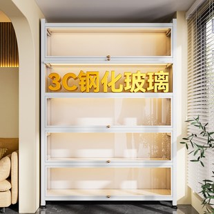 柜阳台客厅多层落地储物柜 家用防尘置物收纳柜带玻璃门儿童衣柜鞋