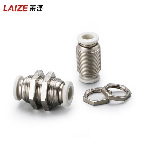 气动气管快速接头快插气管穿板接头 PM-4/6/8/10/12隔板直通接头